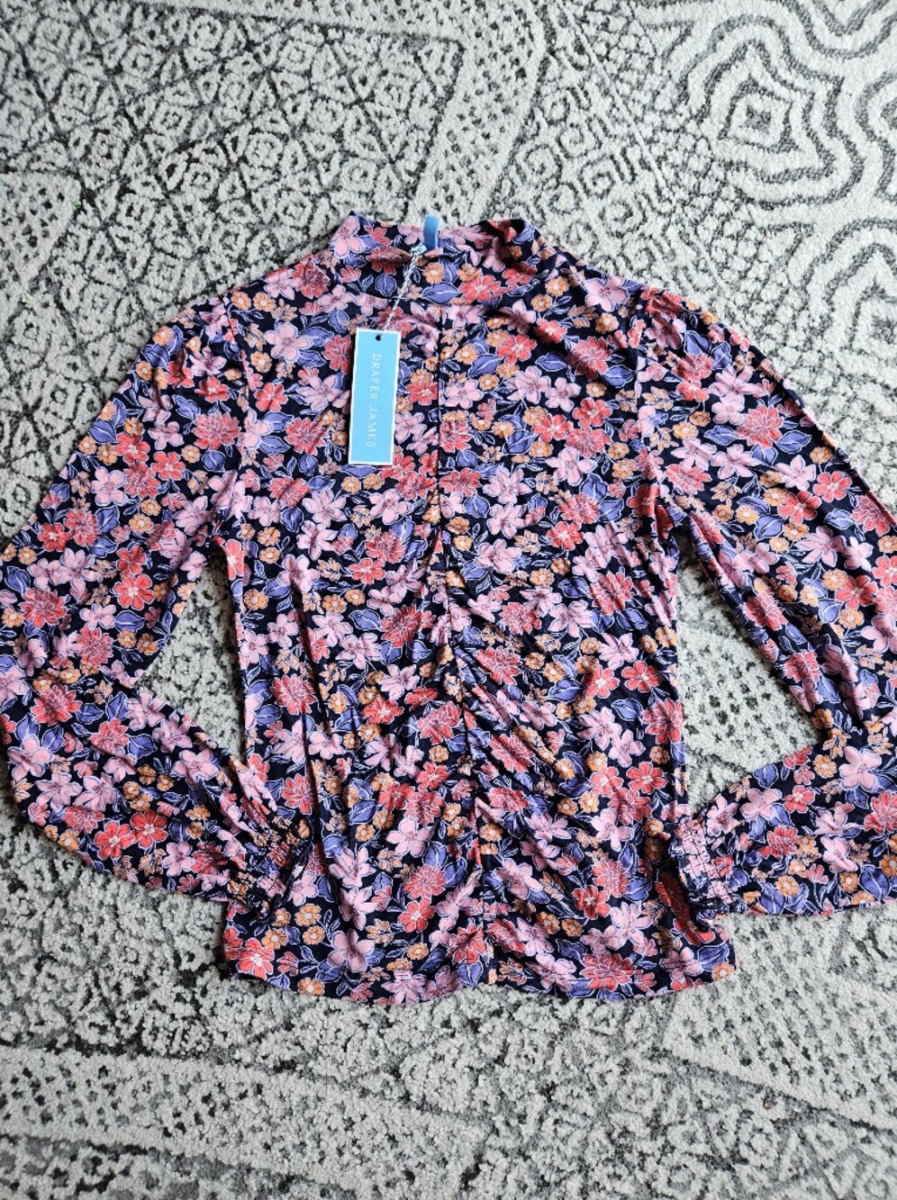Draper James Knit Turtleneck In Abstract Dahlia Size Small